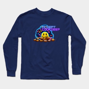 PAC-MAN inspired cookies eating smile - accept cookies? Long Sleeve T-Shirt